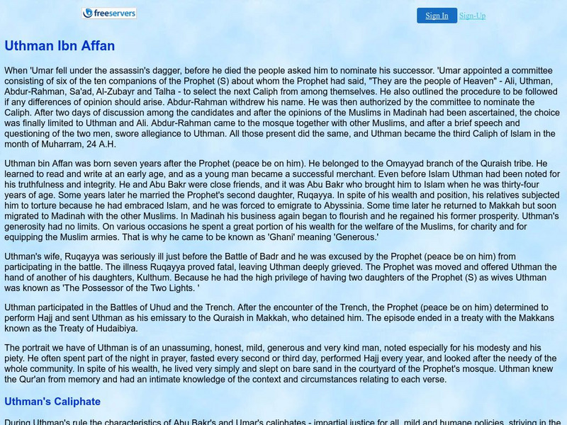 Uthman Ibn Affan Handout