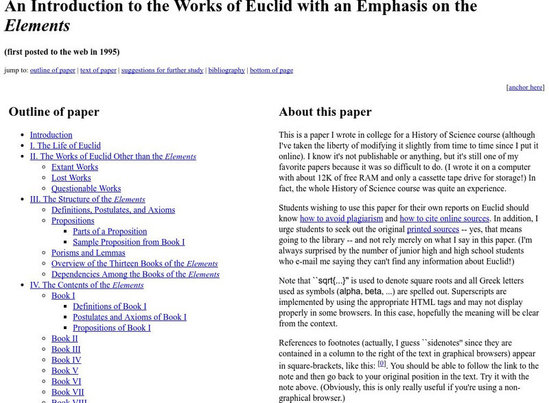 The Mathematical Elements of Euclid Handout The Mathematical Elements of Euclid Handout