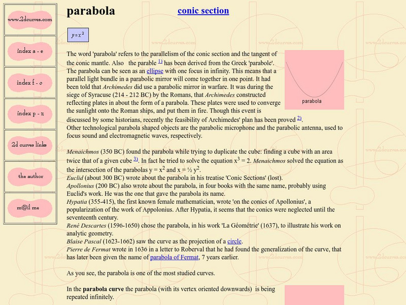 2 D Curves: Conic Section, Parabola Instructional Video