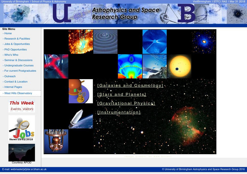 University of Birmingham Astrophysics and Space Research Group Website