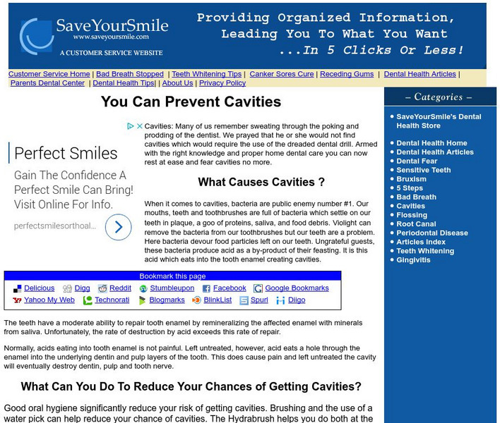 Learn How to Prevent Cavities Handout