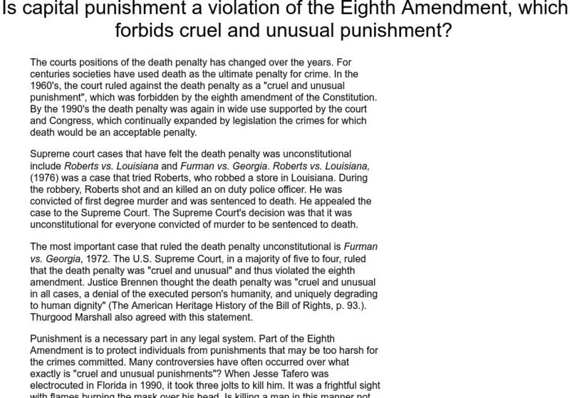 The Eighth Amendment Primary The Eighth Amendment Primary