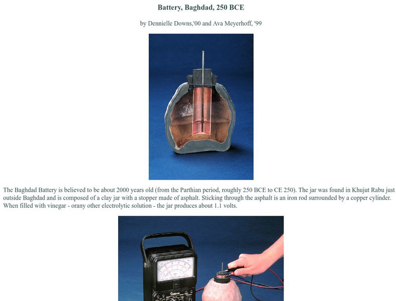 Smith College Museum of Ancient Inventions: Baghdad Battery Graphic Smith College Museum of Ancient Inventions: Baghdad Battery Graphic
