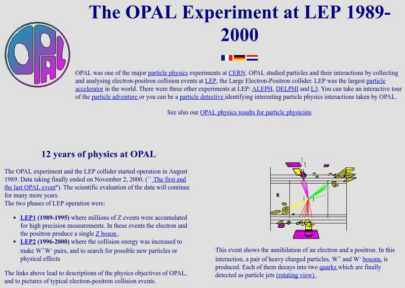 Cern: The Opal Experiment Website Cern: The Opal Experiment Website
