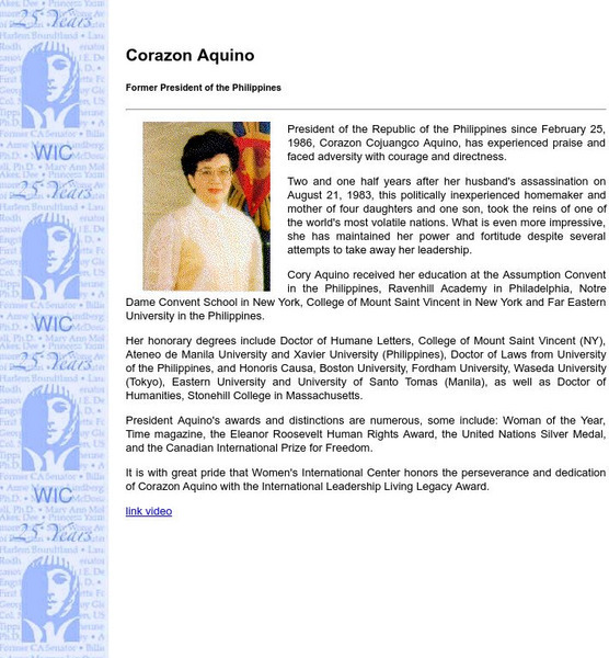 Women's International Center: Corazon Aquino Handout