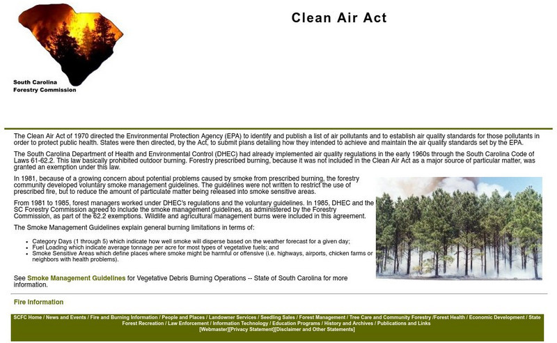 South Carolina Forestry Commission: Clean Air Act of 1970 Activity South Carolina Forestry Commission: Clean Air Act of 1970 Activity