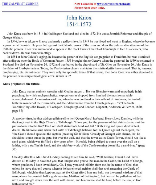 John Knox 1514 1572 Handout John Knox 1514 1572 Handout