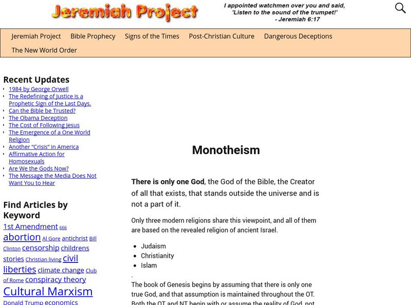 Jeremiah Project: Monotheism Website Jeremiah Project: Monotheism Website