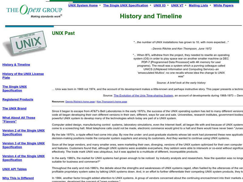 The Unix System: History and Timeline Article