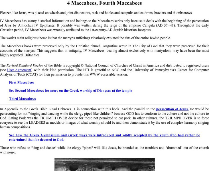 Piney: Fourth Maccabees: Text and Analysis Handout
