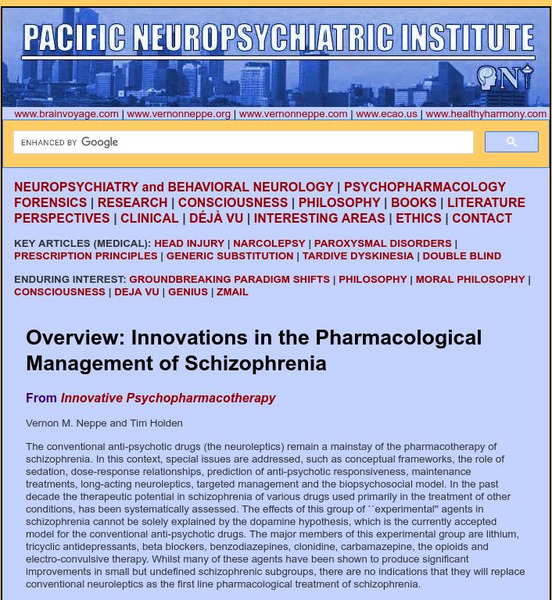 Pni: Pharmacological Management of Schizophrenia Article