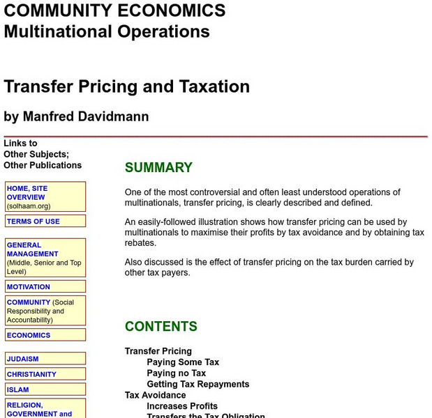 Community Economics: Multinational Operations Article Community Economics: Multinational Operations Article