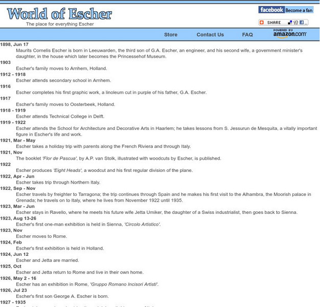 World of Escher: Escher Chronology Handout World of Escher: Escher Chronology Handout
