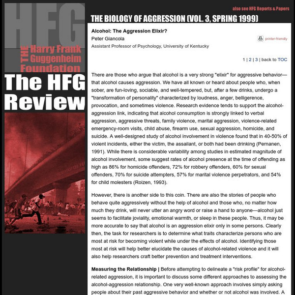 Alcohol: The Aggression Elixir? Article Alcohol: The Aggression Elixir? Article