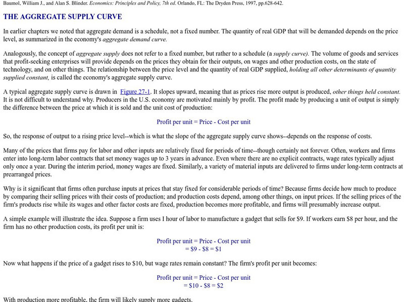 The Aggregate Supply Curve eBook The Aggregate Supply Curve eBook