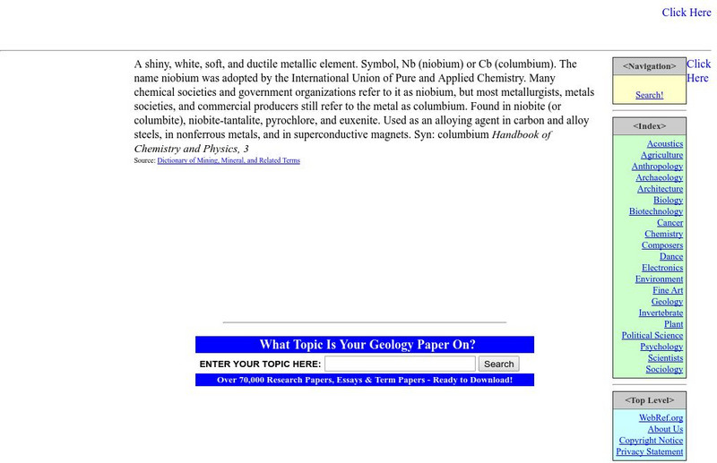 Web ref.org: Niobium Handout Web ref.org: Niobium Handout