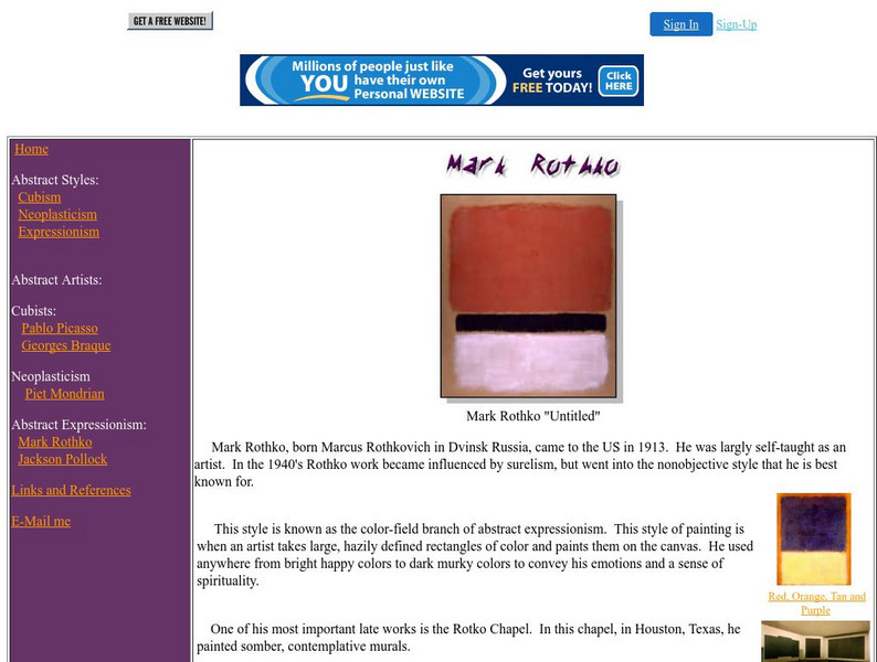 Abstract Art: Mark Rothko Graphic for 9th - 10th Grade | Lesson Planet