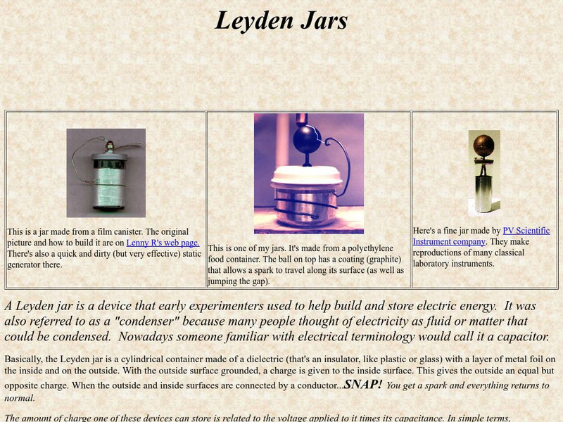 Fun Science Ring: Leyden Jar Website Fun Science Ring: Leyden Jar Website