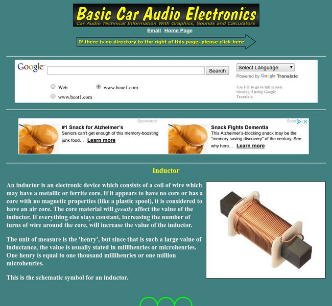 Basic Car Audio Electronics: Inductor Handout Basic Car Audio Electronics: Inductor Handout