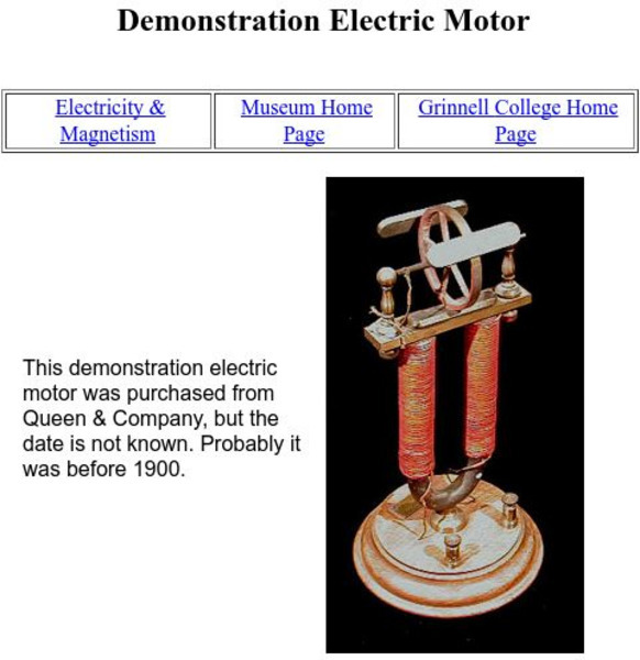Grinnell College: Demonstration Electric Motor Graphic