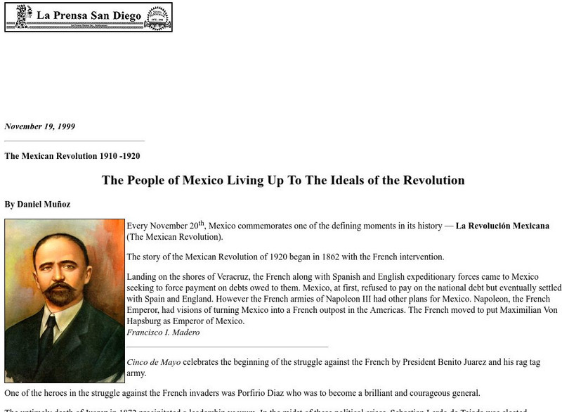 People of Mexico Living Up to the Ideals of the Revolution Article