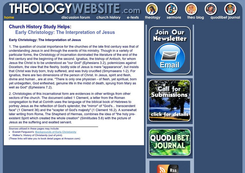 Early Christology: The Interpretation of Jesus Website Early Christology: The Interpretation of Jesus Website