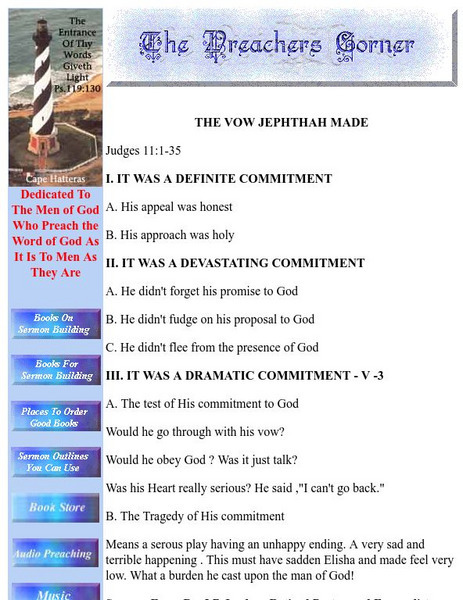 The Preachers Corner: The Vow Jephthah Made Primary