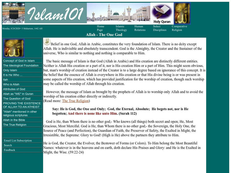 Islam 101: Allah the One God Article Islam 101: Allah the One God Article