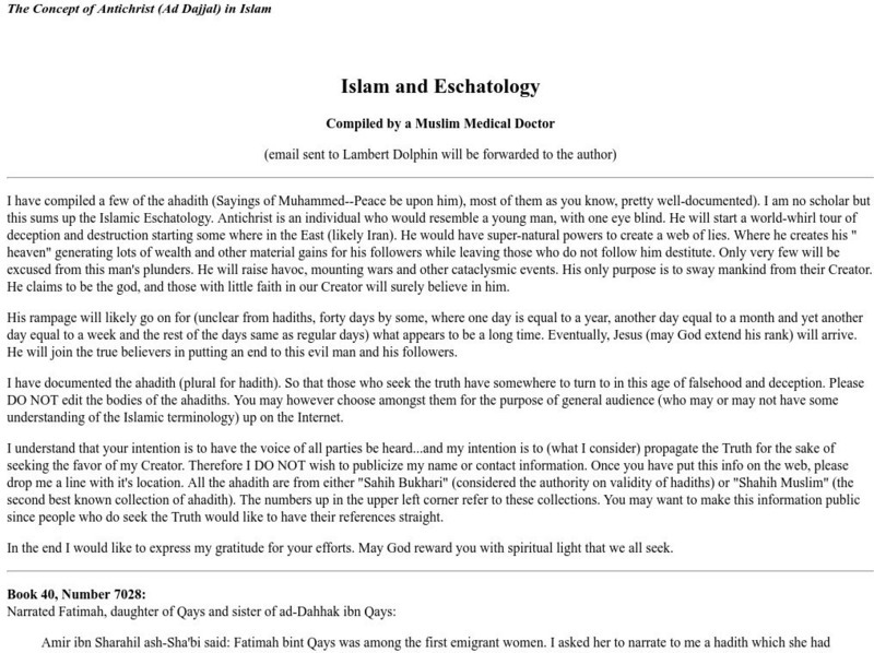Islam and Eschatology Article Islam and Eschatology Article