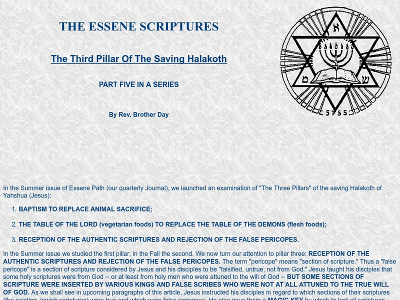 The Third Pillar of the Saving Halakoth Article The Third Pillar of the Saving Halakoth Article