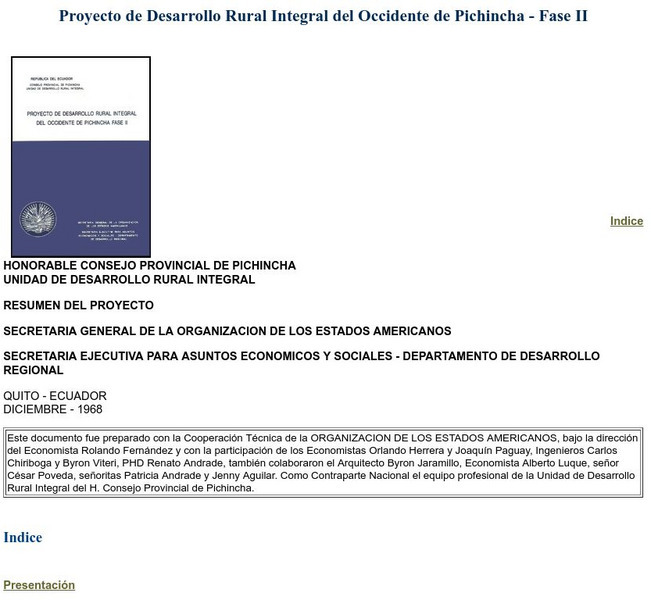 Desarrollo Rural Integral Del Occidente De Pichincha Website
