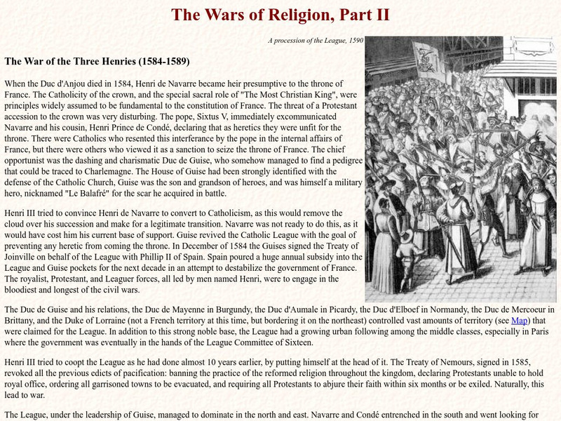 The War of the Three Henries Handout