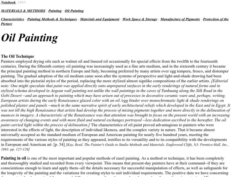 Notebook: Oil Painting Article