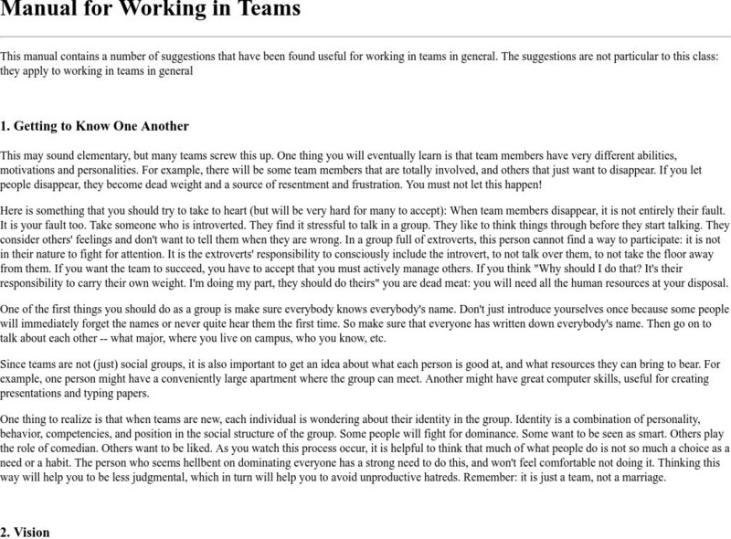 Analytic Technologies: Manual for Working in Teams Handout Analytic Technologies: Manual for Working in Teams Handout