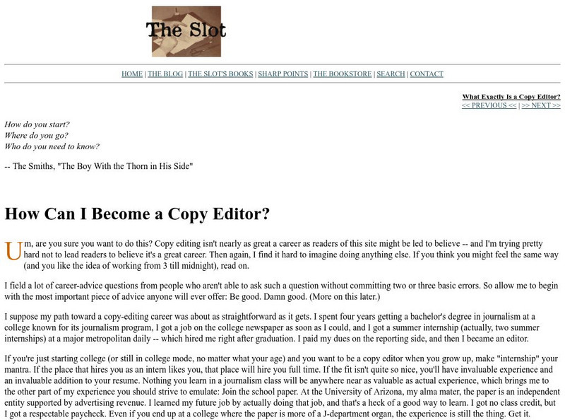 The Slot: How Can I Become a Copy Editor? Article