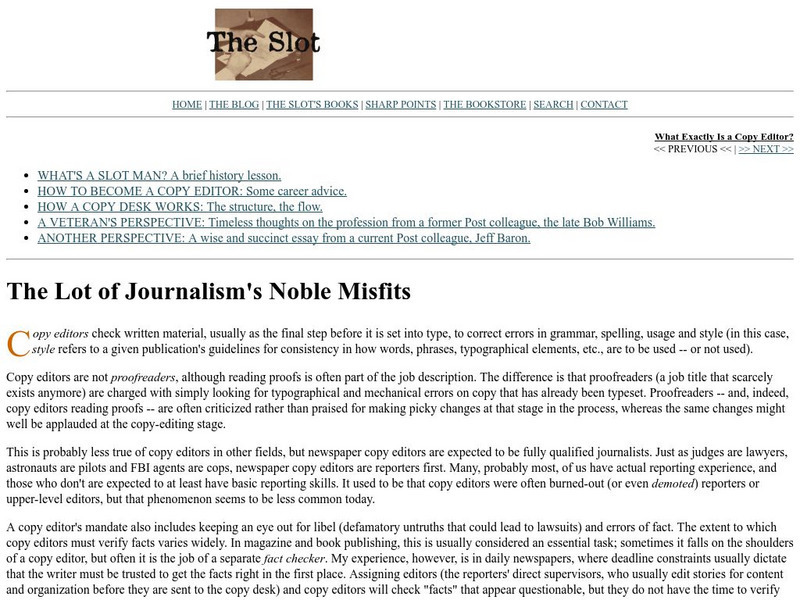 The Slot: What Exactly Is a Copy Editor? Article