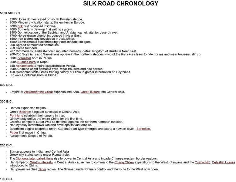 Silk Road Foundation: Silk Road Chronology Website Silk Road Foundation: Silk Road Chronology Website