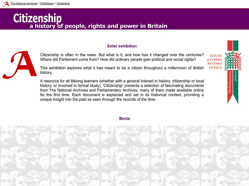 National Archives: Citizenship: A History of People, Right, and Power in Britain Unit Plan National Archives: Citizenship: A History of People, Right, and Power in Britain Unit Plan