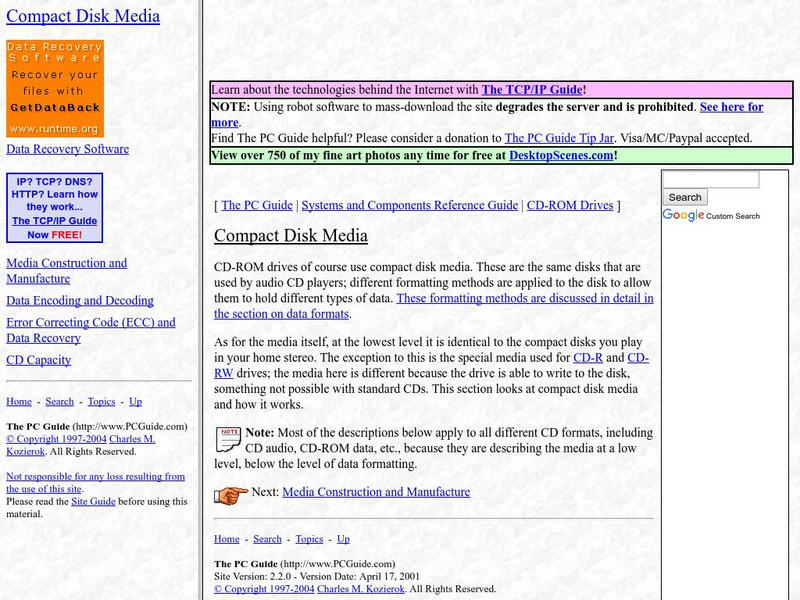 Pc Guide: Compact Disk Media Handout Pc Guide: Compact Disk Media Handout