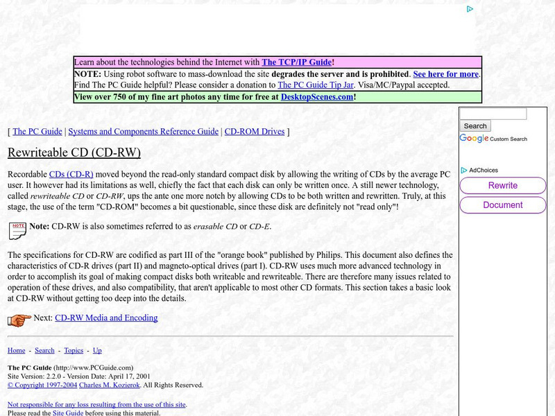 Pc Guide: Rewriteable Cd (Cd Rw) Handout Pc Guide: Rewriteable Cd (Cd Rw) Handout
