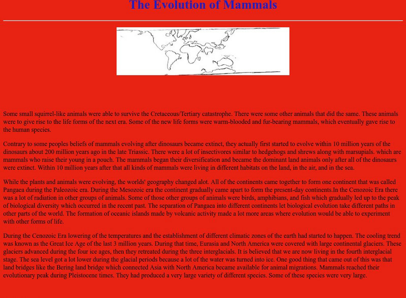 Warrensburg Schools: The Evolution of Mammals Handout Warrensburg Schools: The Evolution of Mammals Handout