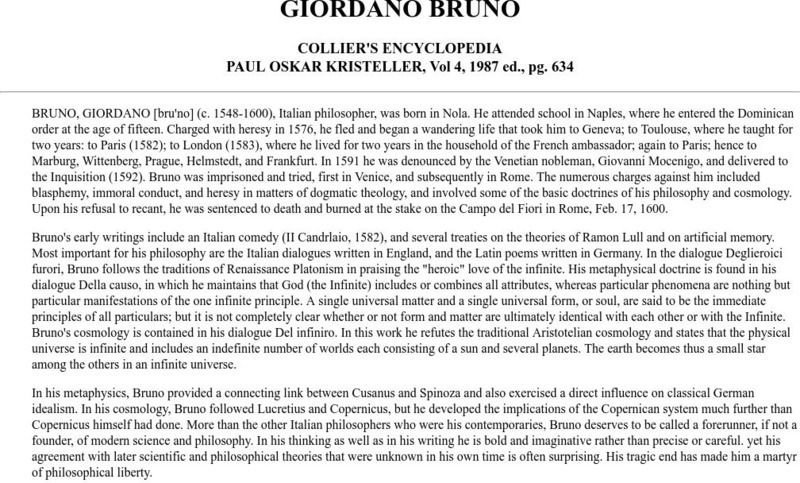 Giordano Bruno Handout