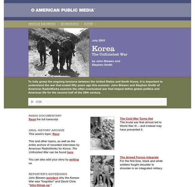 American Public Radio: American Radio Works: Korea, the Unfinished War Audio American Public Radio: American Radio Works: Korea, the Unfinished War Audio