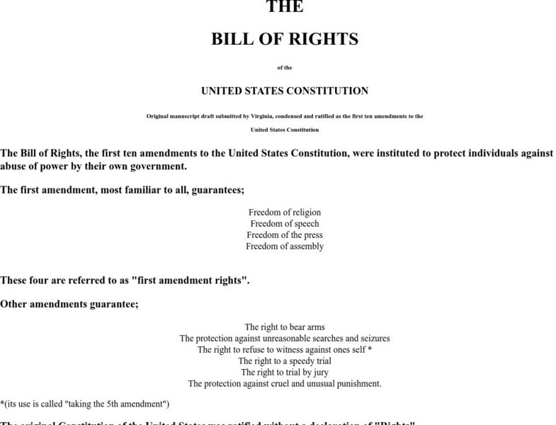 The Original Drafts of the Bill of Rights Activity The Original Drafts of the Bill of Rights Activity