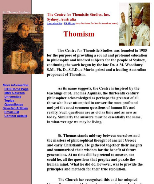 Centre for Thomist Studies Thomism Website