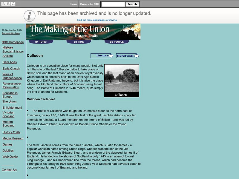 Bbc History: In Search of Scotland: Making of the Union: Culloden Handout Bbc History: In Search of Scotland: Making of the Union: Culloden Handout