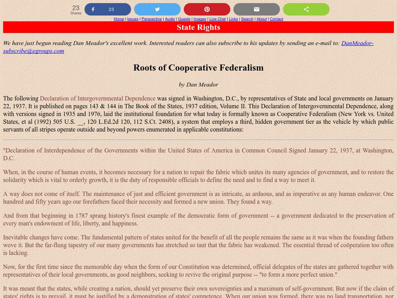 Sweet Liberty: Roots of Cooperative Federalism Activity Sweet Liberty: Roots of Cooperative Federalism Activity