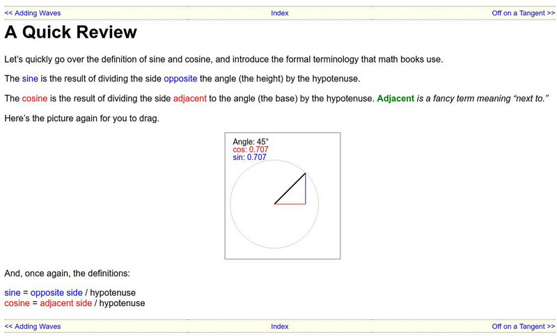 Trigonometry: A Quick Review Activity Trigonometry: A Quick Review Activity