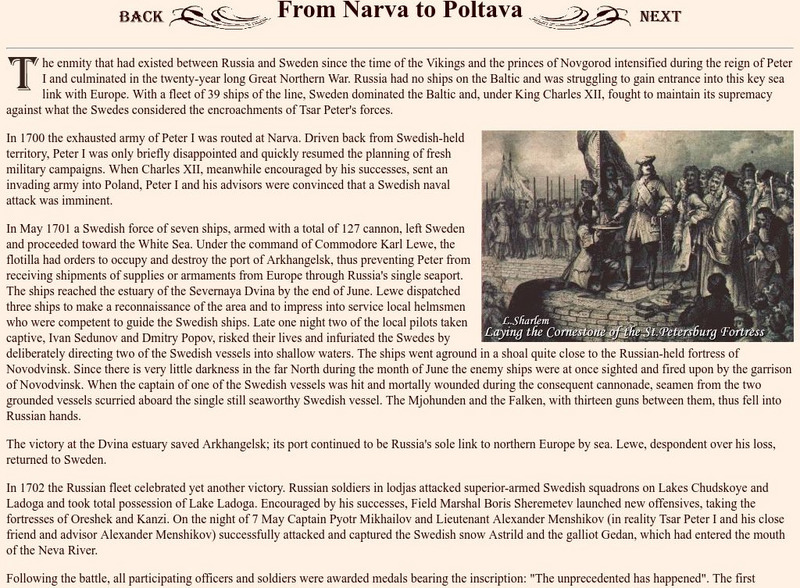 Ru Snet: The Great Northern War, From Narva to Poltava Handout