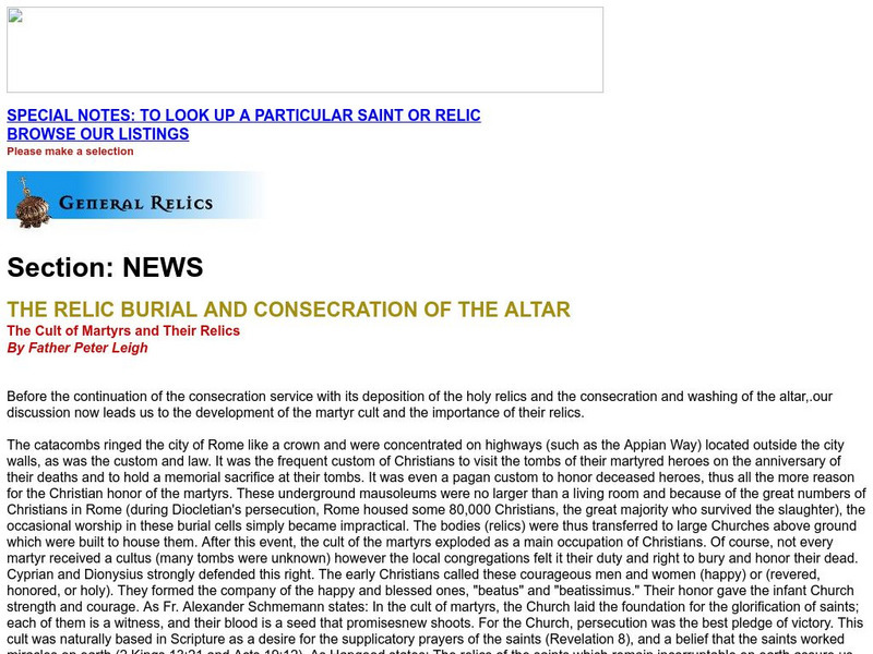 Ichr: The Relic Burial and Consecration of the Altar Article Ichr: The Relic Burial and Consecration of the Altar Article